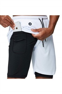 SKSP007 custom-made sports shorts running fast-drying tight-fitting design double-layer pants anti-glare lining design mobile phone pocket back zipper pocket front side design earphone hole sports shorts supplier five-minute sports pants detail view-6